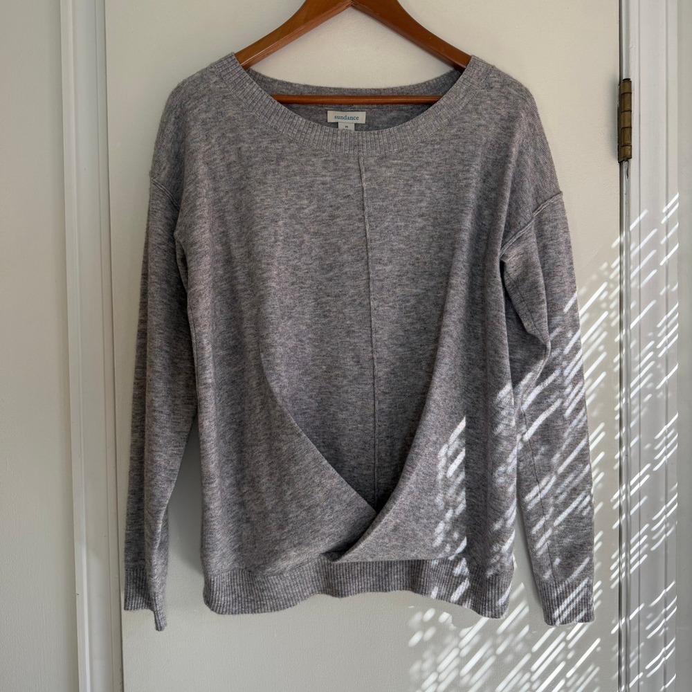 Sundance Women's Gray Marled Twist Front Sweater Long Sleeve Size M - Picture 1 of 8